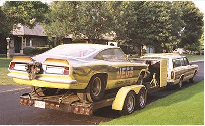 JEGS race car on trailer