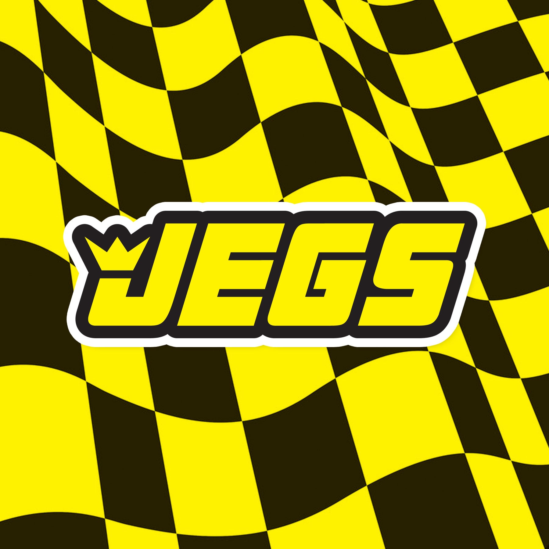 JEGS logo on checkered flag background